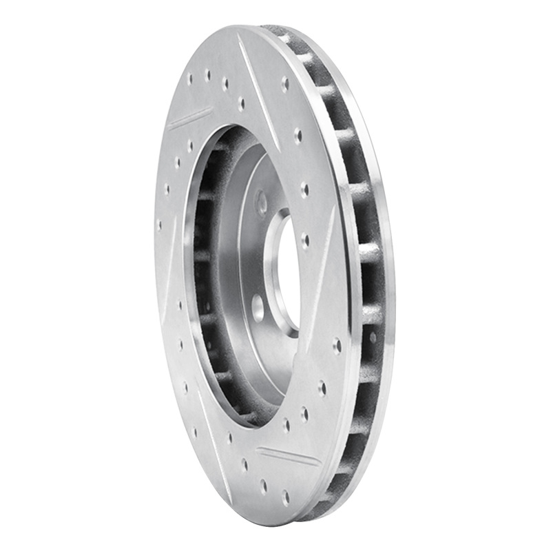 Chrysler Town & Country Brake Rotor (1) - Front Left - R1 Concepts - Drilled & Slotted - Silver - `96-`00